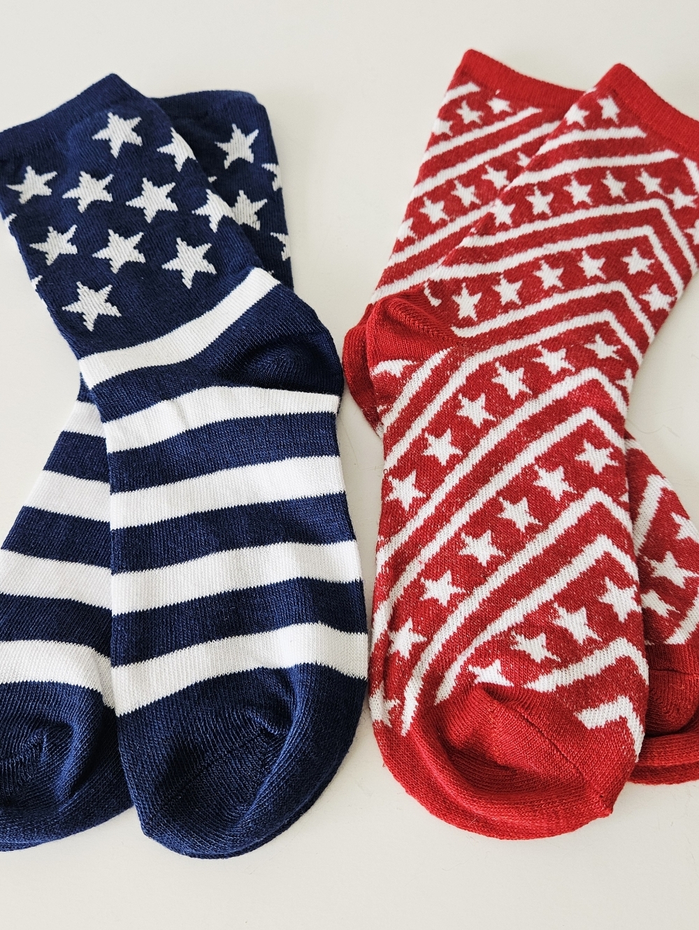 Pair of Womens Girls Size 9-12 Patriotic Red White & Blue Stars & Stripes Polyes
